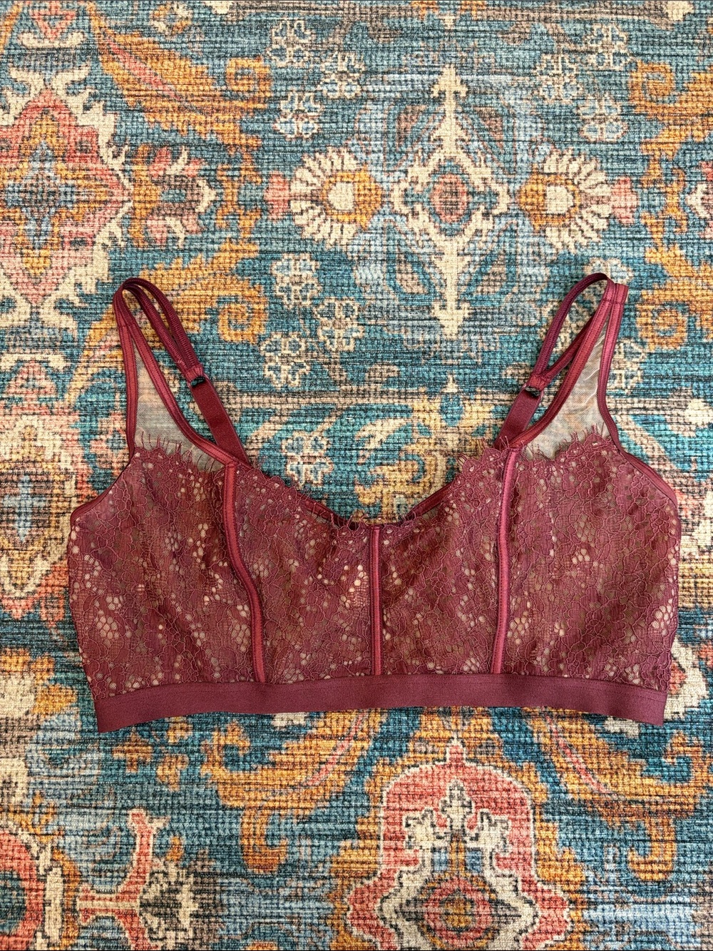 Cosabella Italy Lace Mesh Bralette in Burgundy